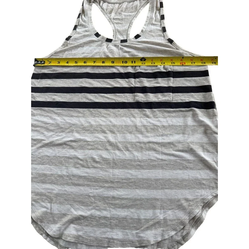 Lululemon Striped tank top Women Sz M/L  Grey BLK Mini Modern Activewear EUC